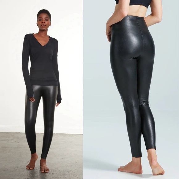 Commando Leggings L Black Faux Leather Perfect Control Tummy Control - Picture 12 of 13